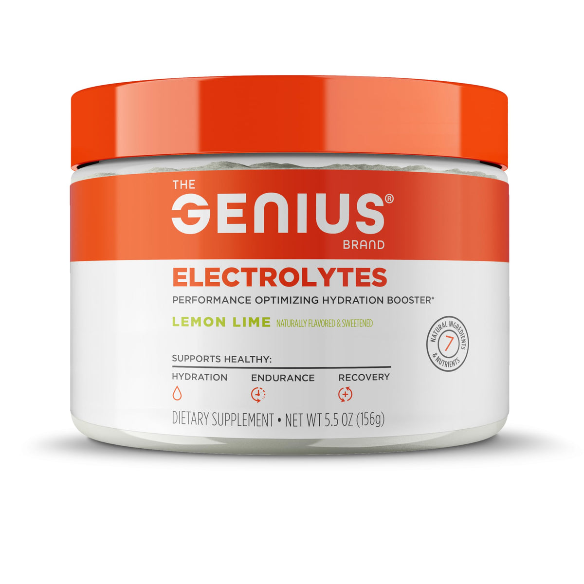The Genius Brand Genius Electrolytes lemon lime tub for hydration during workouts
