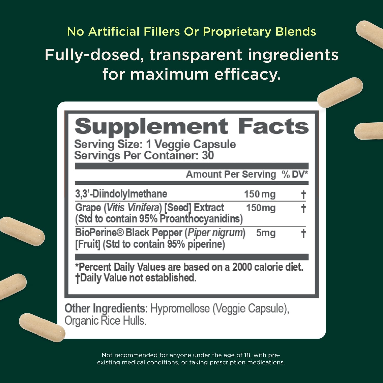 Grape seed extract on Genius Estrogen Balance bottle