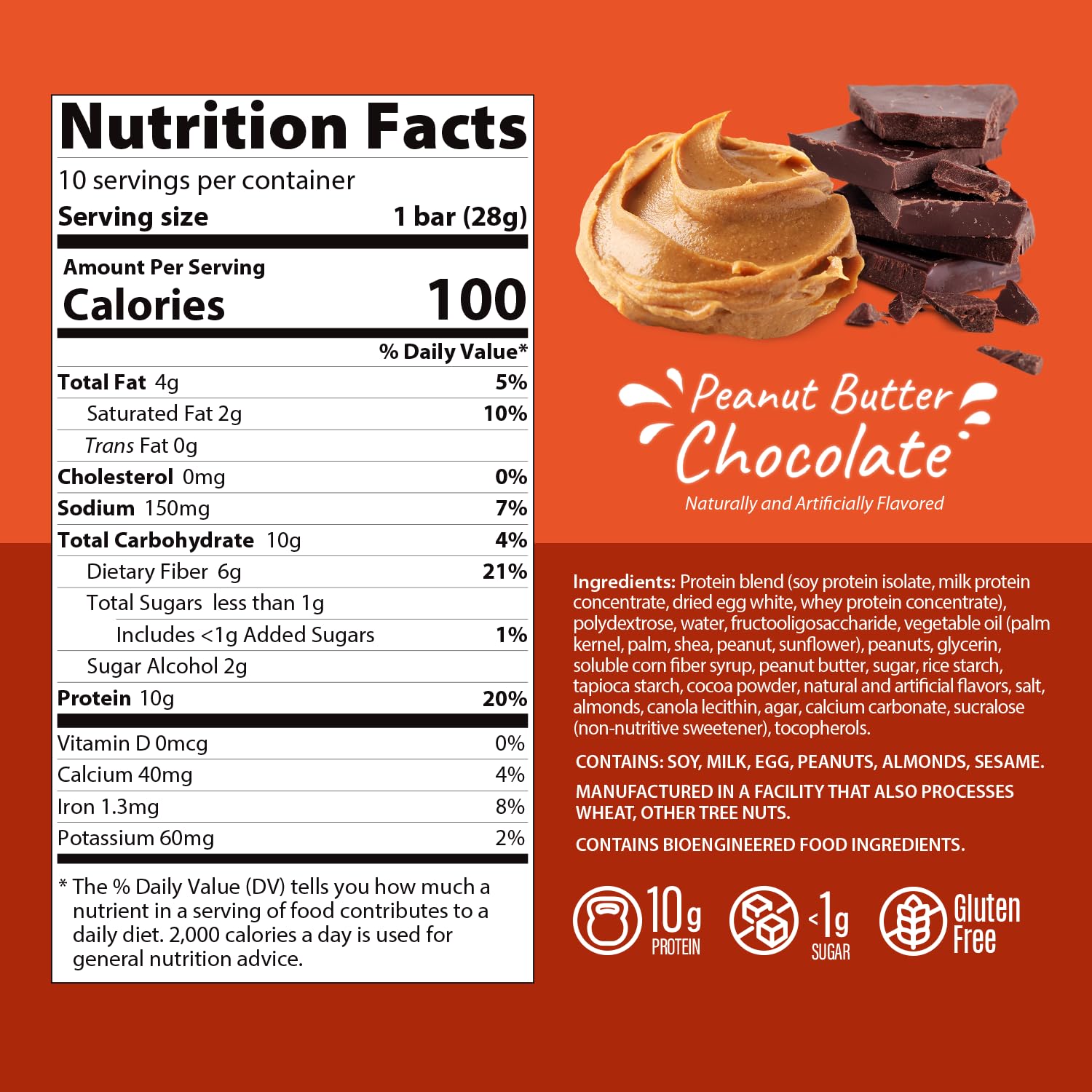 Genius Gourmet 110 calories bar in the image emphasizes a lighter choice.