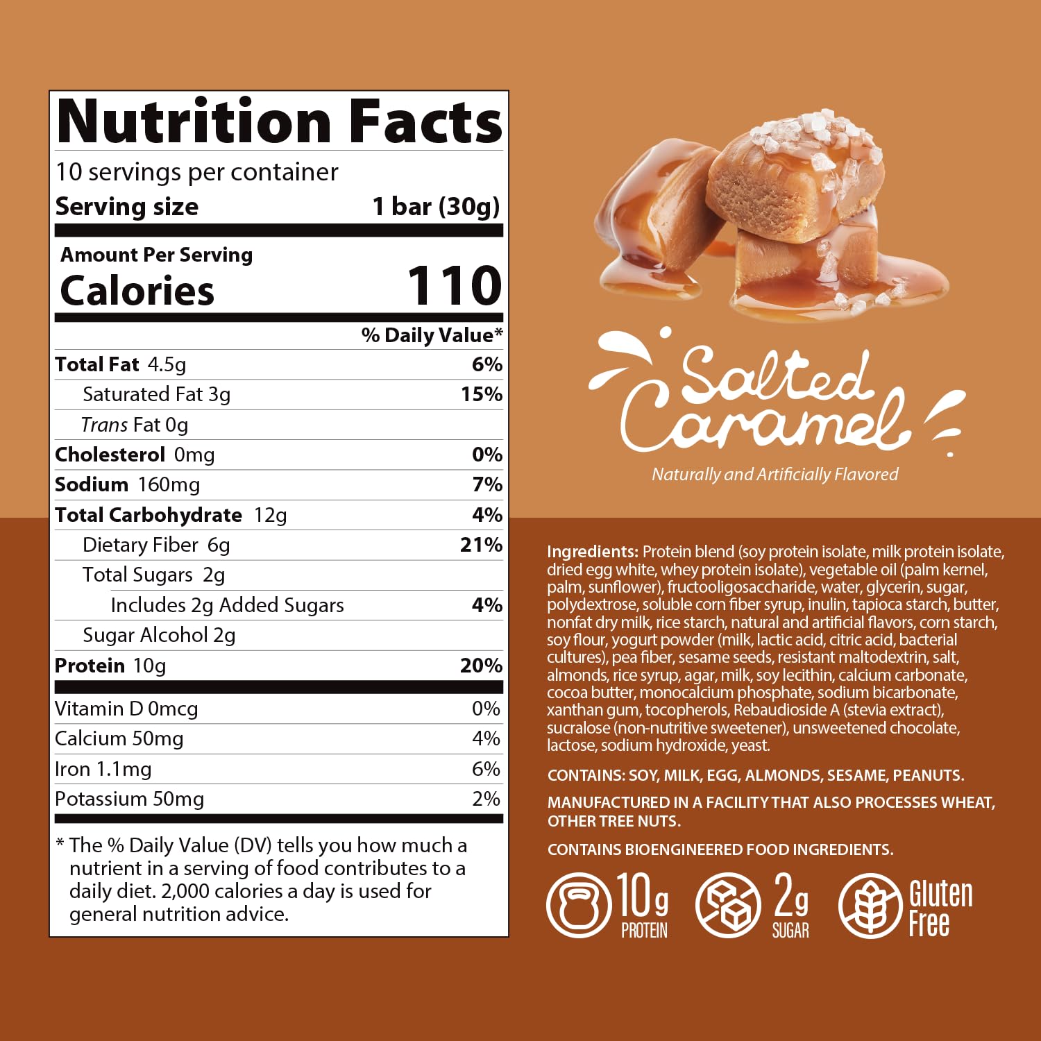 Genius Gourmet Crispy Protein Treat cross-section bar showing chewy interior and crisp exterior.