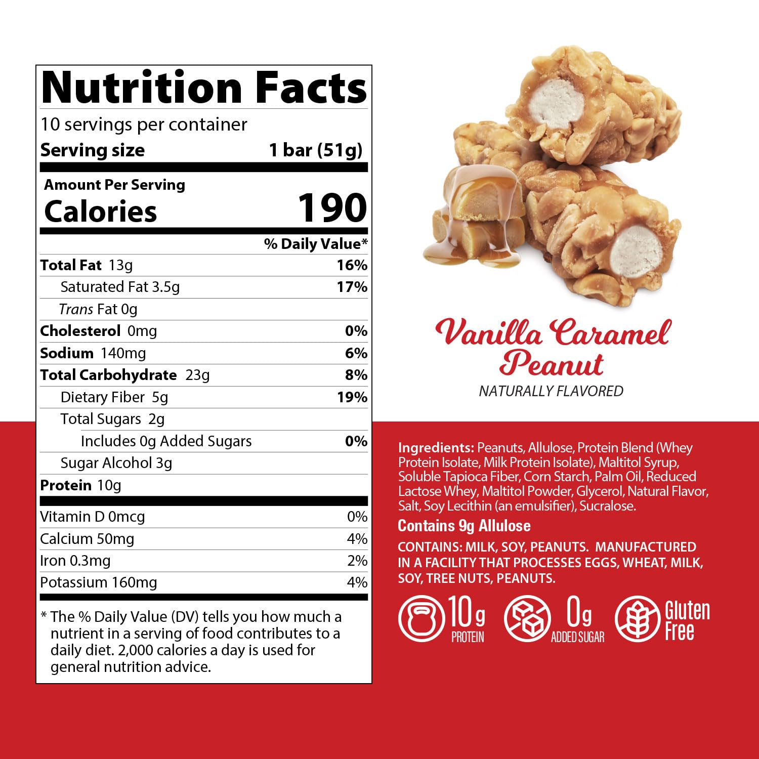 Genius Gourmet Nut Roll Bars bar slice reveals creamy nougat and peanuts for a satisfying texture.