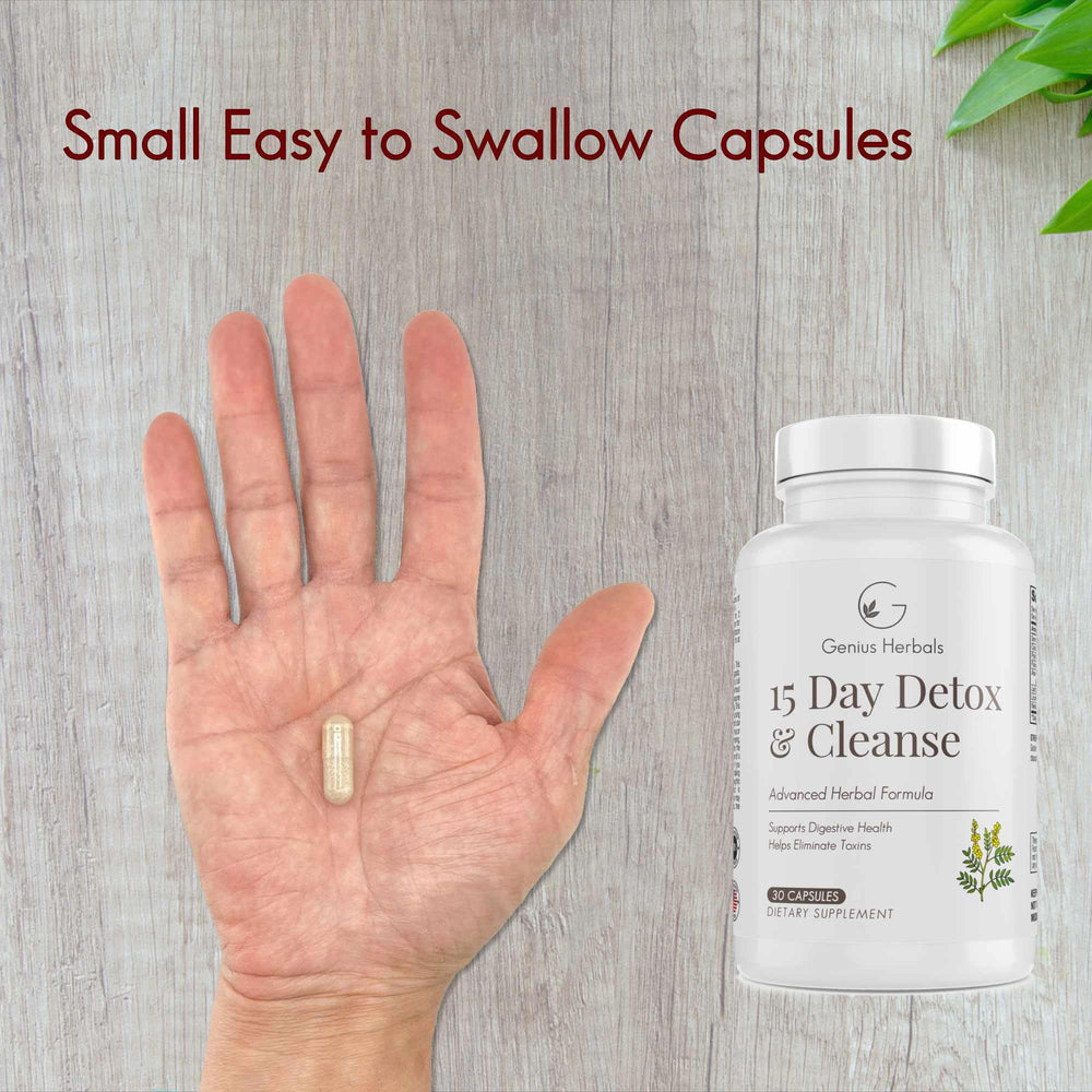 GENIUS HERBALS digestive-health scene suggesting nightly routine and relief