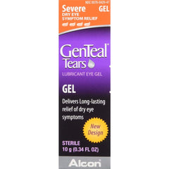GenTeal gel tube close-up showing easy squeeze for on-the-go eye hydration.
