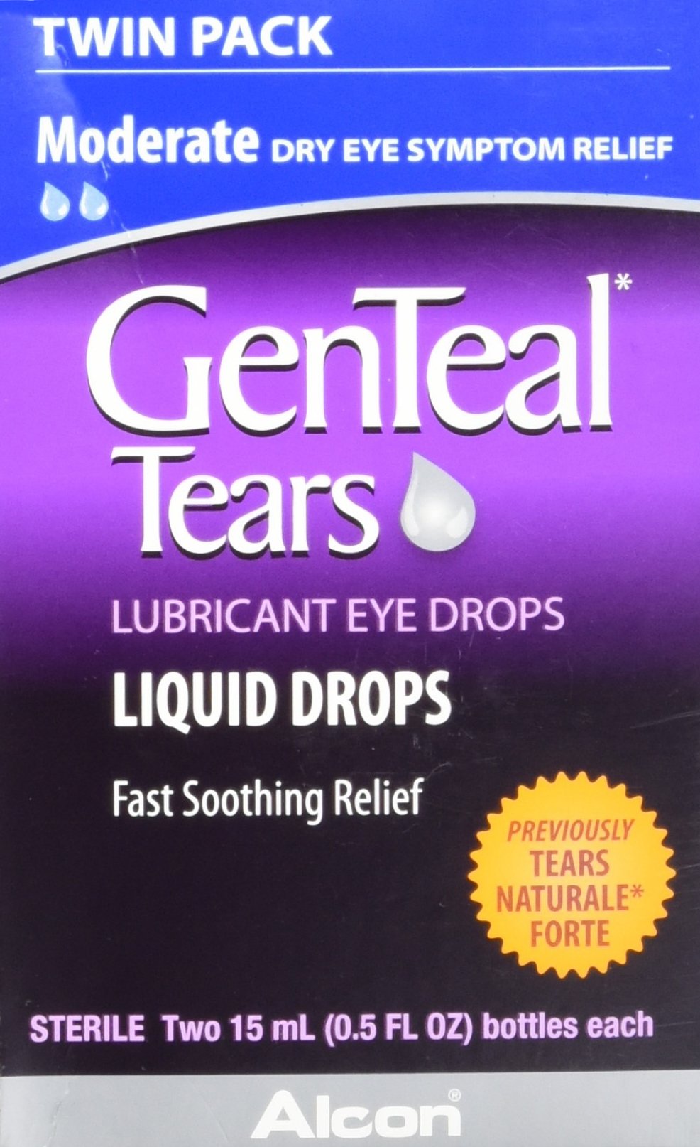 GenTeal Tears twin pack in outer box offers fast, gentle relief for dry eyes.