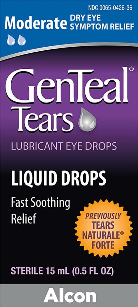 Genteal Lágrimas: botella de gotas para alivio suave de ojos secos.