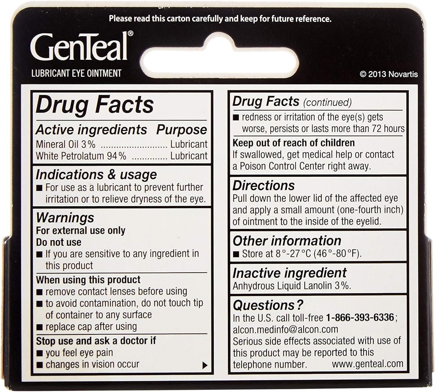Genteal Tears Night-Time Ointment tube close-up illustrating nighttime protection for dry eyes.