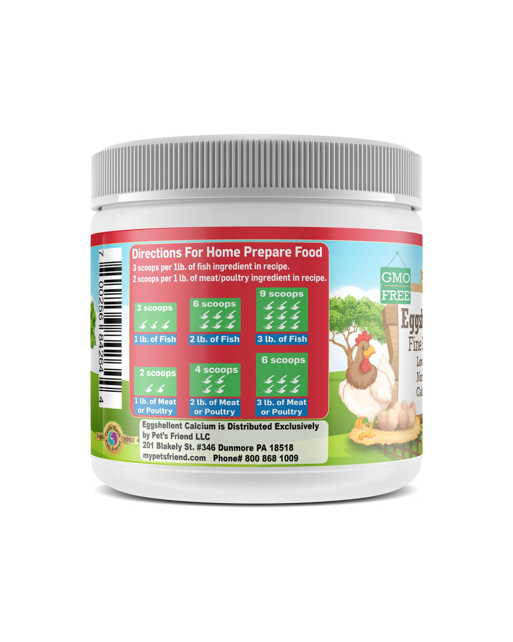 Fine Eggshellent Calcium powder blends easily into pet food.