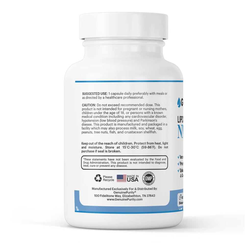 GenuinePurity liposomal encapsulation visual emphasizing enhanced absorption
