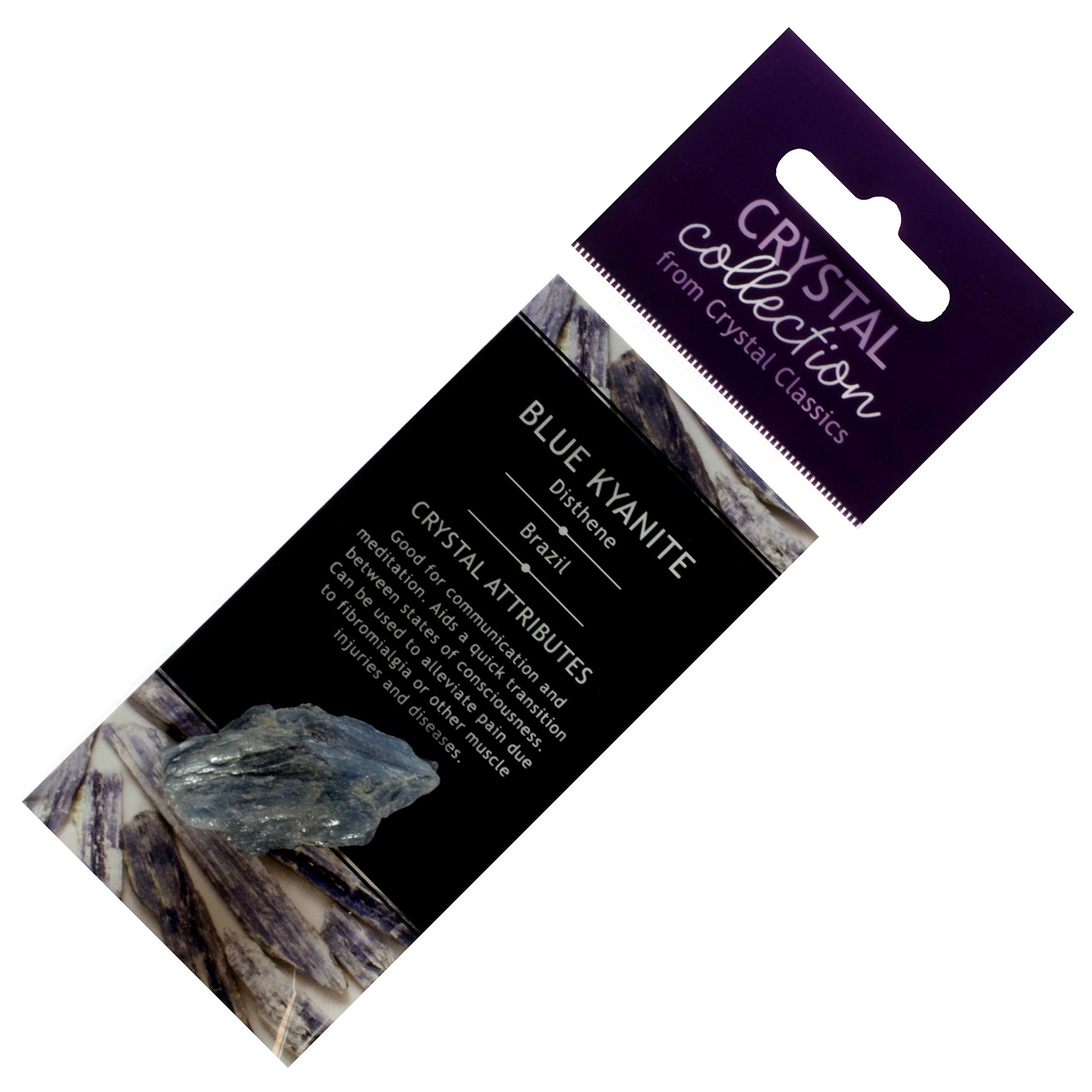 GeoFossils Blue Kyanite crystal display aids calm communication.