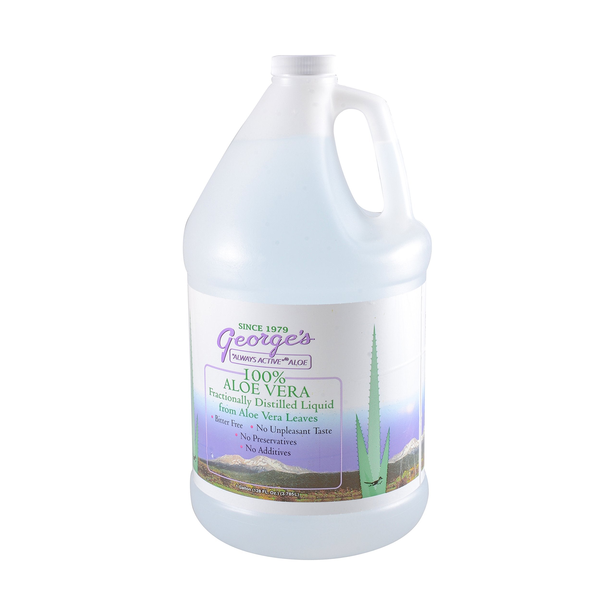 George's Aloe Vera liquid bottle side view—compact daily-use packaging.
