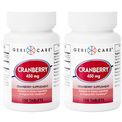 GeriCare cranberry tablets front view for daily urinary support.