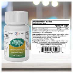 Gericare ferrous gluconate daily dosing visual.