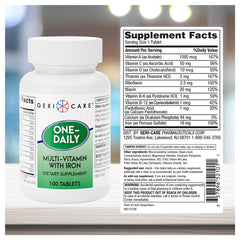GeriCare immune-support vitamins bottle emphasizing daily immune system support.
