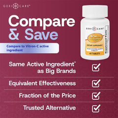 GeriCare label highlights iron content and vitamin C boost for daily support.