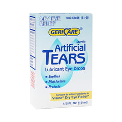 GeriCare Lágrimas artificiales en botella de 15 ml para hidratación ocular prolongada.