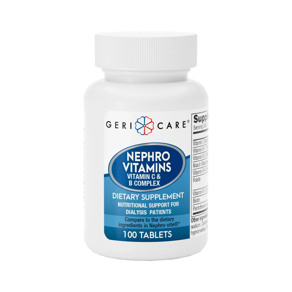 GeriCare Nephro bottle front showing daily kidney health support capsule.