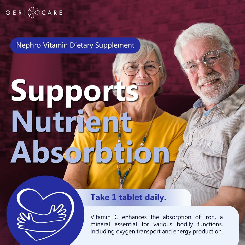 GeriCare Nephro capsules in hand illustrate easy daily routine.