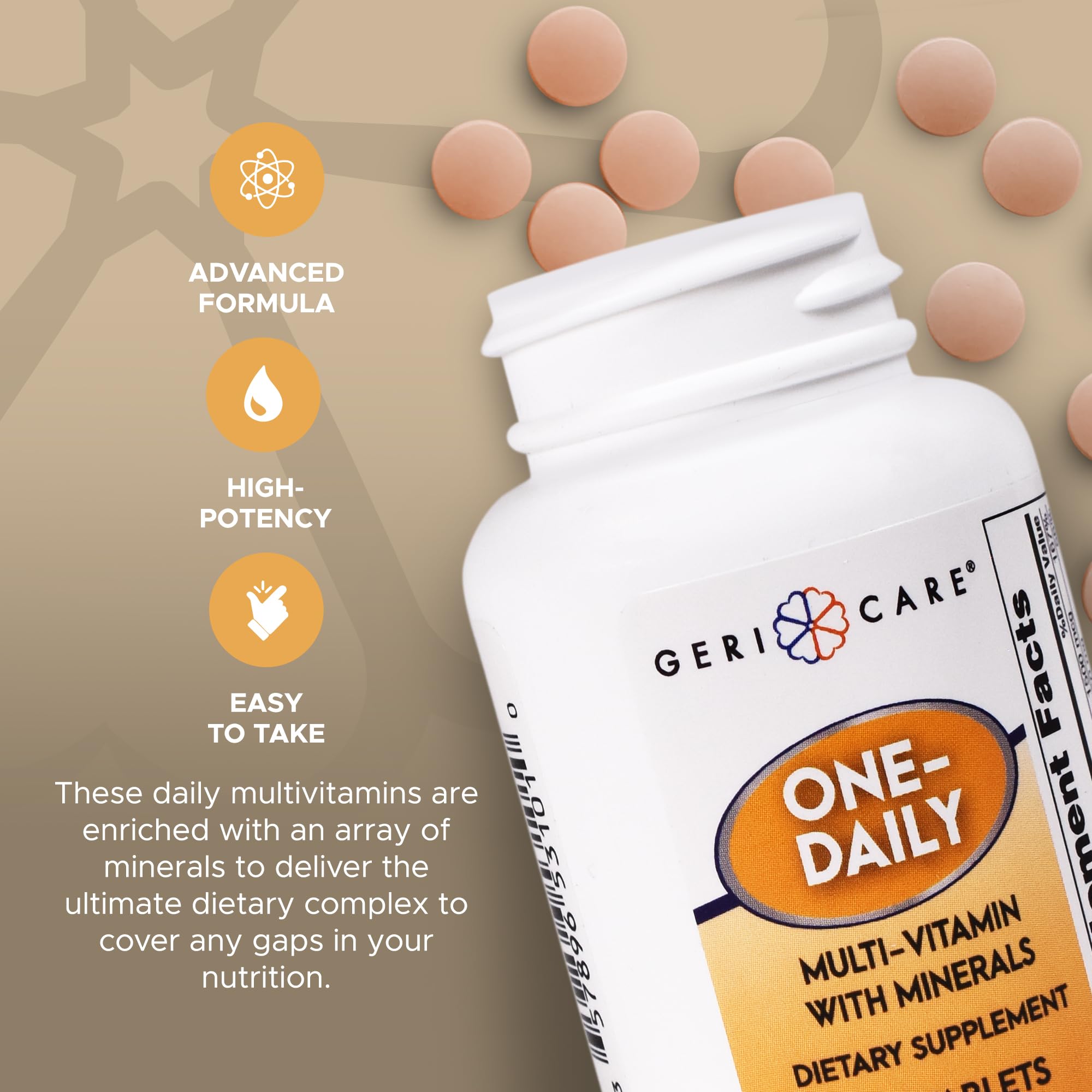 GeriCare One-Daily capsule close-up, ready for daily intake