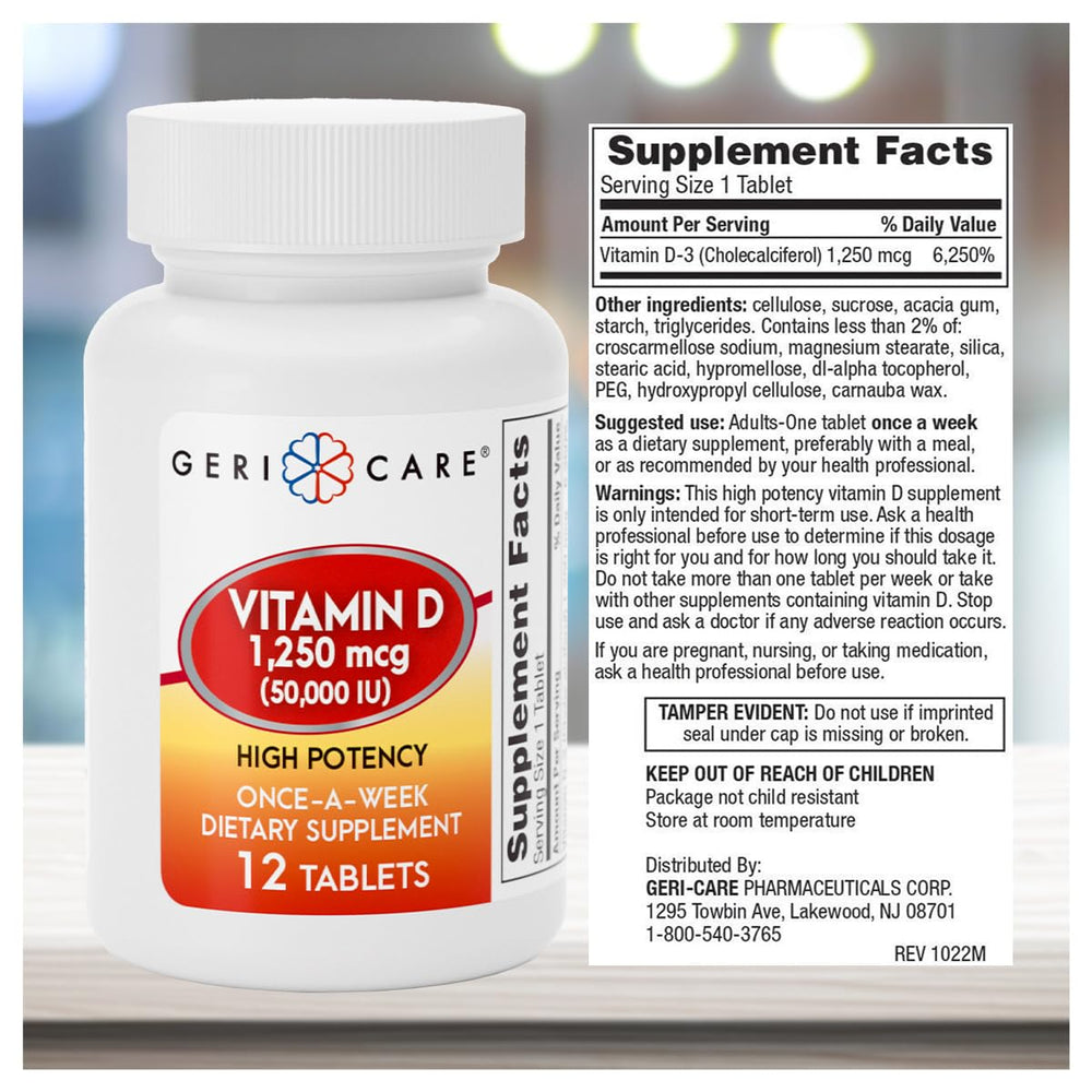 GeriCare vitamin D pills pack for weekly use and portability