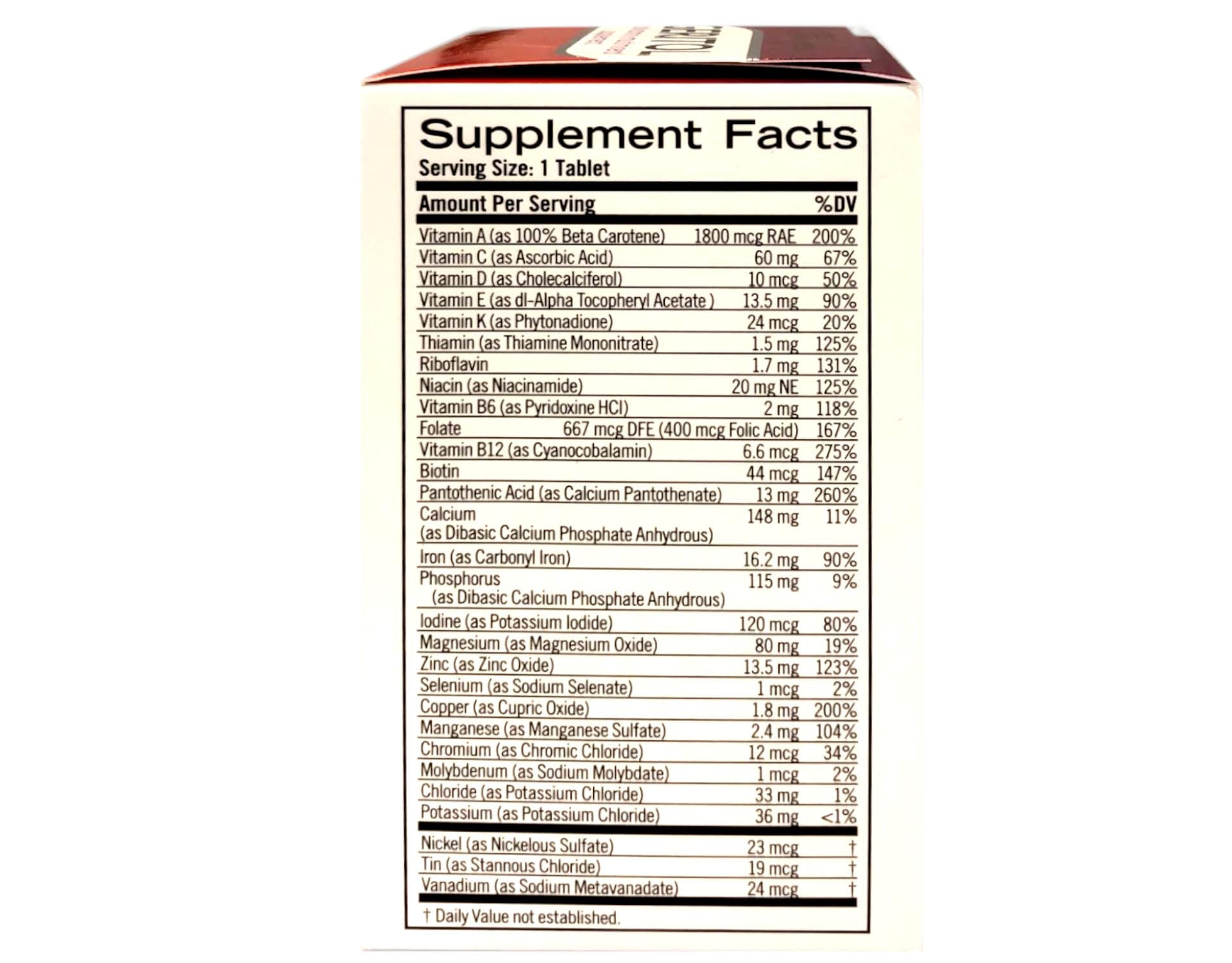 Geritol Complete bottle label close-up emphasizing antioxidant immune support.