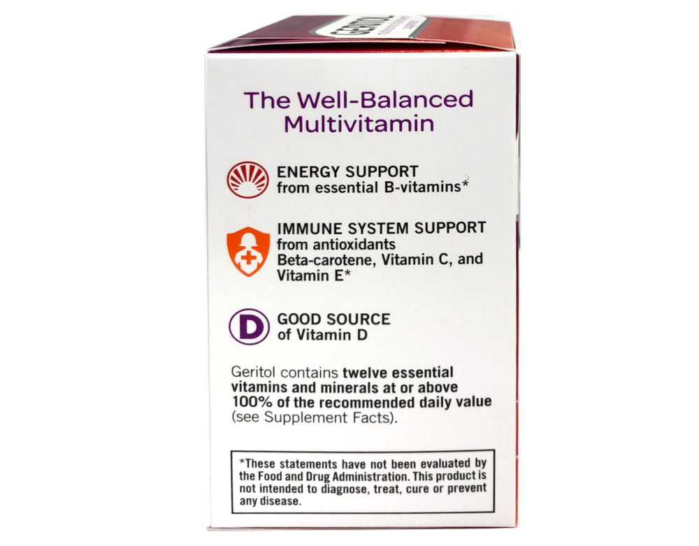 Geritol Complete bottle on kitchen counter signaling routine bone health.