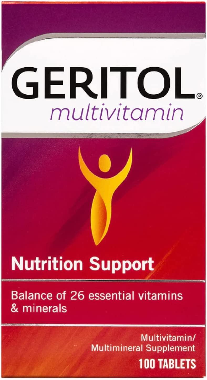 Geritol Multivitamin 100-tab bottle front view for daily energy support
