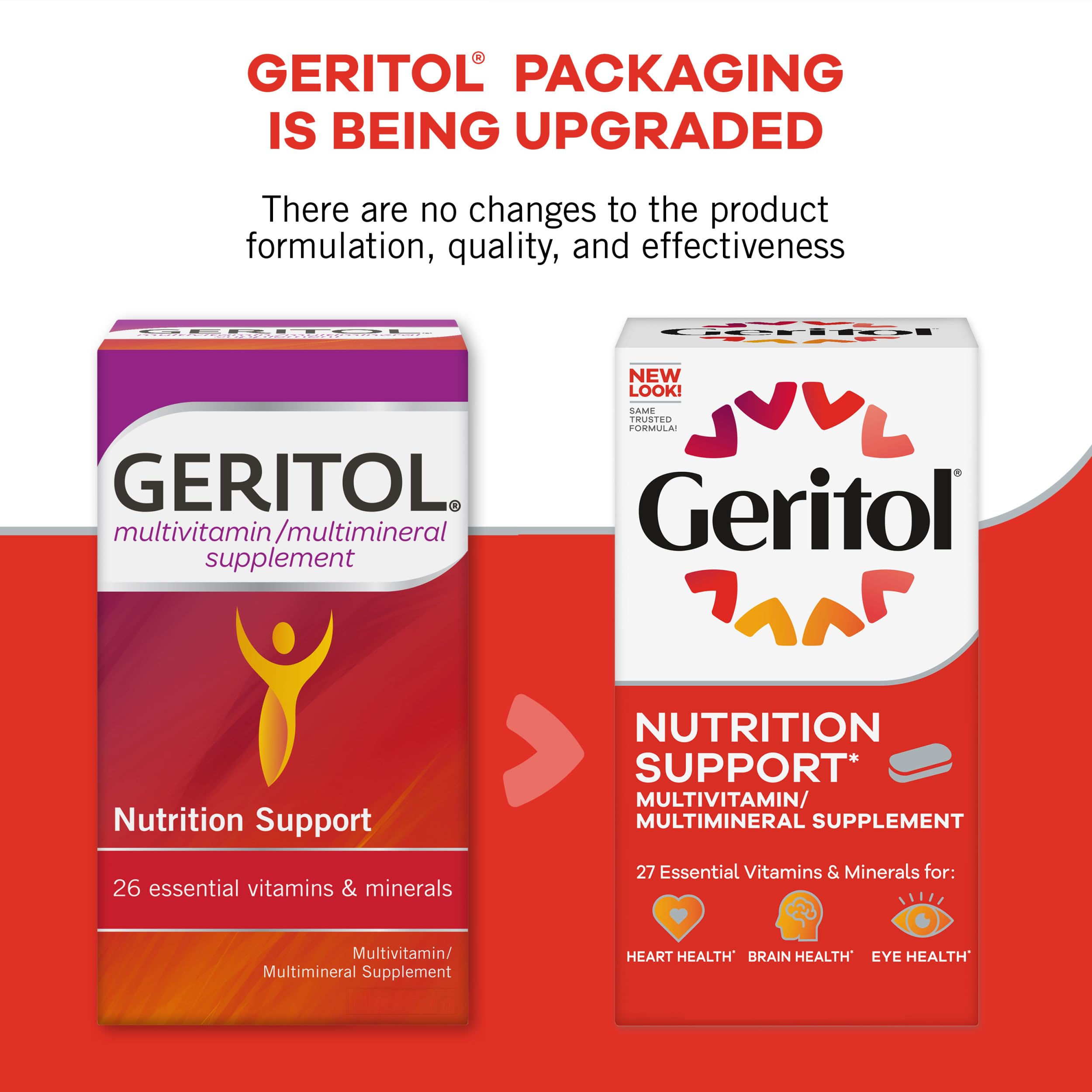Geritol multivitamin gluten-free symbol indicating allergy-friendly option.