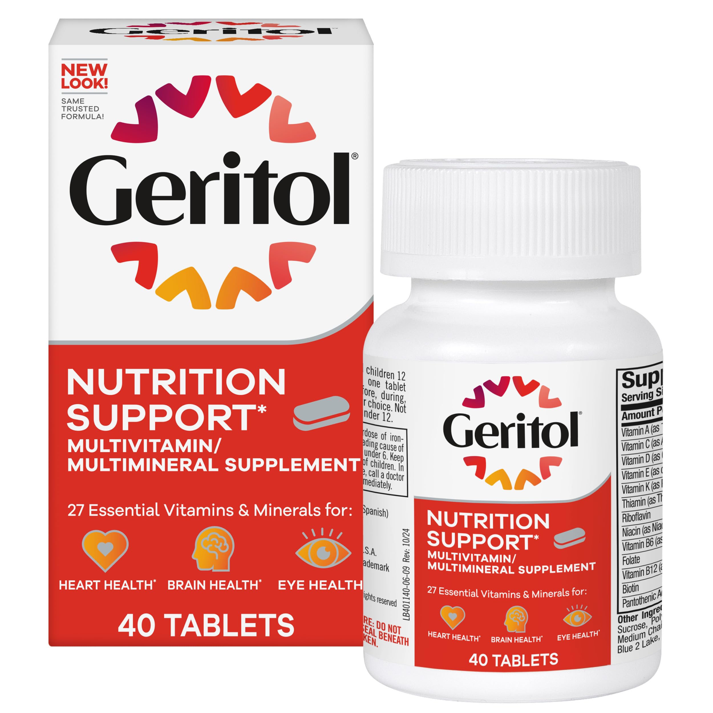 Geritol multivitamin tablet close-up showing daily energy support.