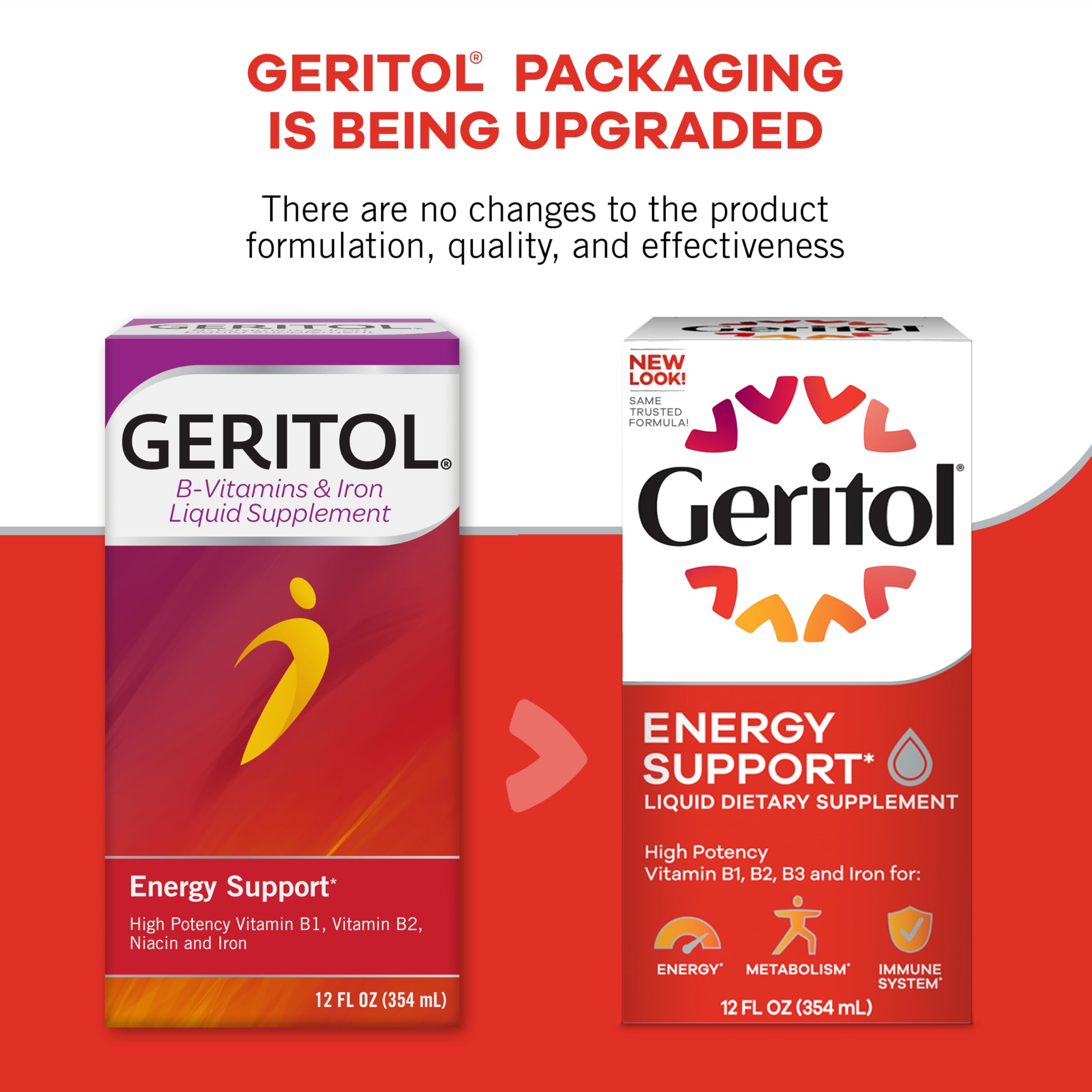 Geritol pleasant-tasting formula for easy daily intake.