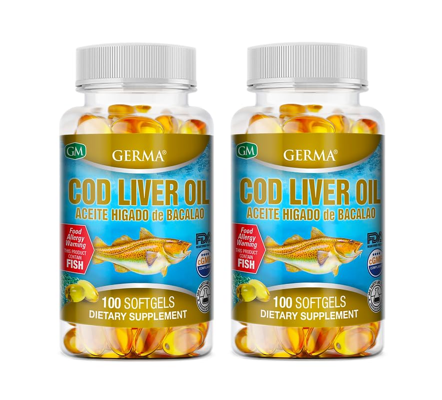 Germa cod liver oil bottle showcases Norwegian origin and omega-3 support for joints