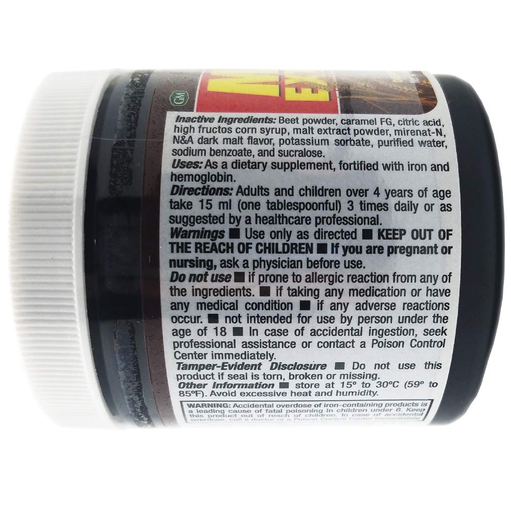 Germa Malt Extract nutrition facts panel highlighting iron and B-12 content
