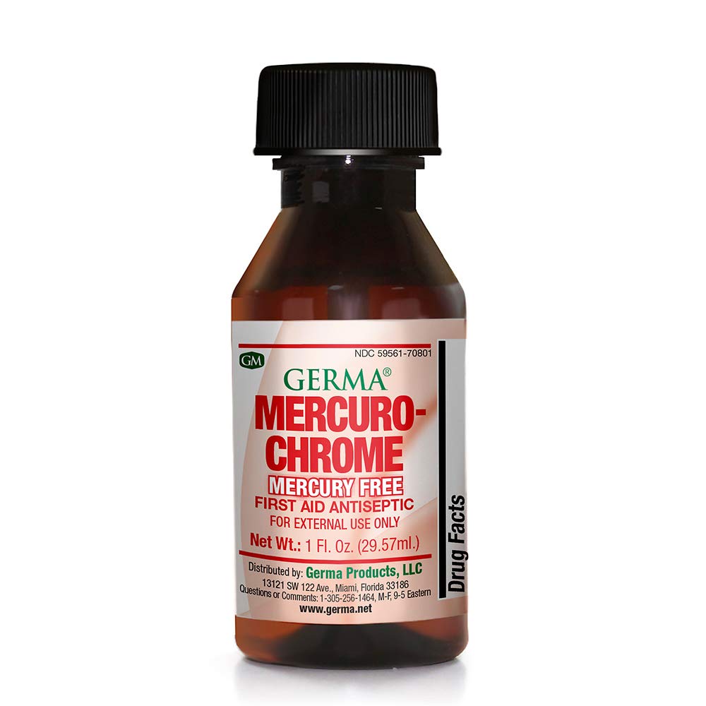 Germa Mercury-Free First Aid Liquid bottle with 1 oz labeled packaging for minor wounds