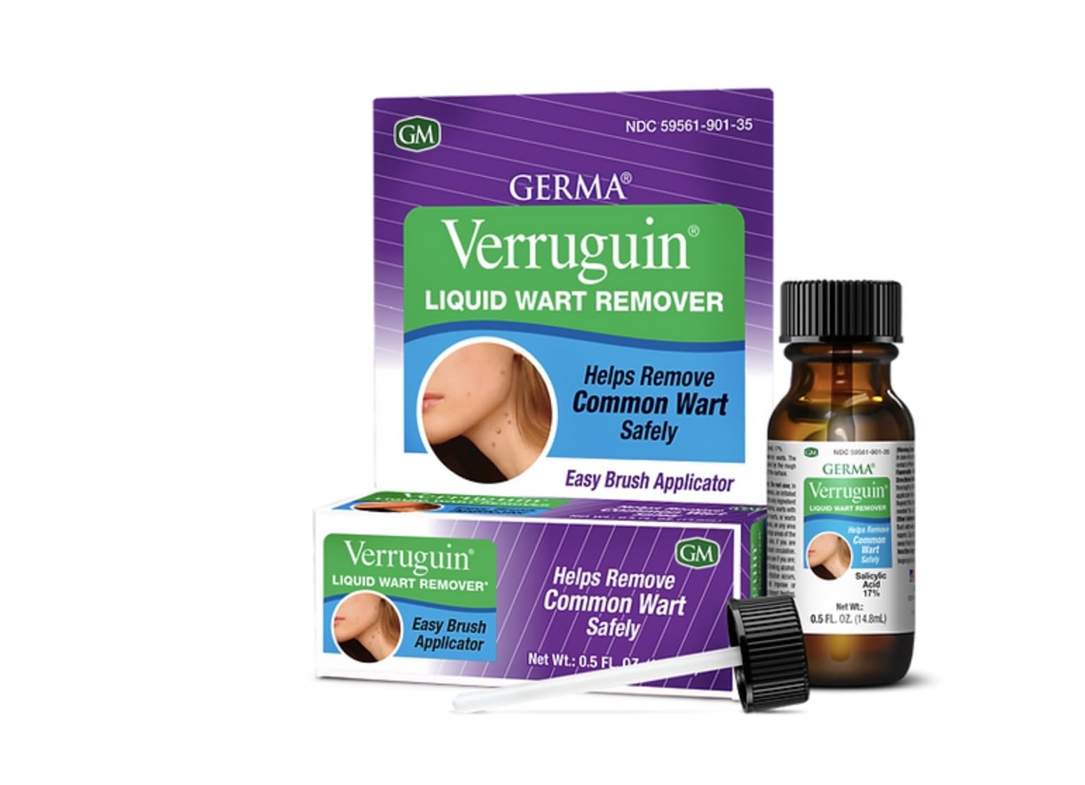 Germa Verrugin líquido, botella 14 ml, fácil de usar para tratamiento externo de verrugas.