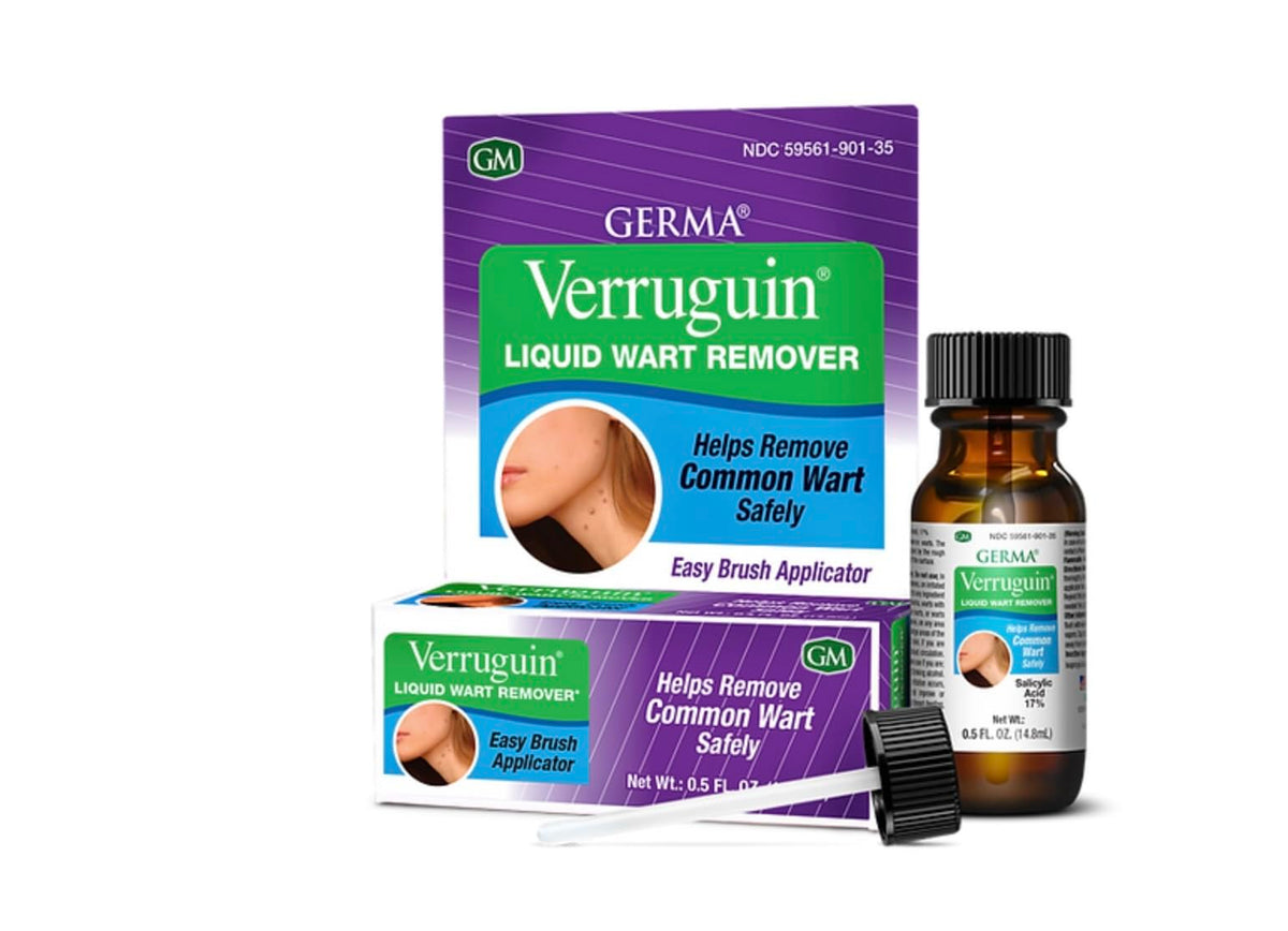 Germa Verrugin líquido, botella 14 ml, fácil de usar para tratamiento externo de verrugas.