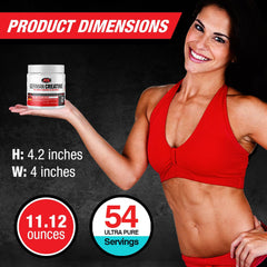 German Creatine bottle closeup emphasizing pure micronized formula for deep muscle activation.