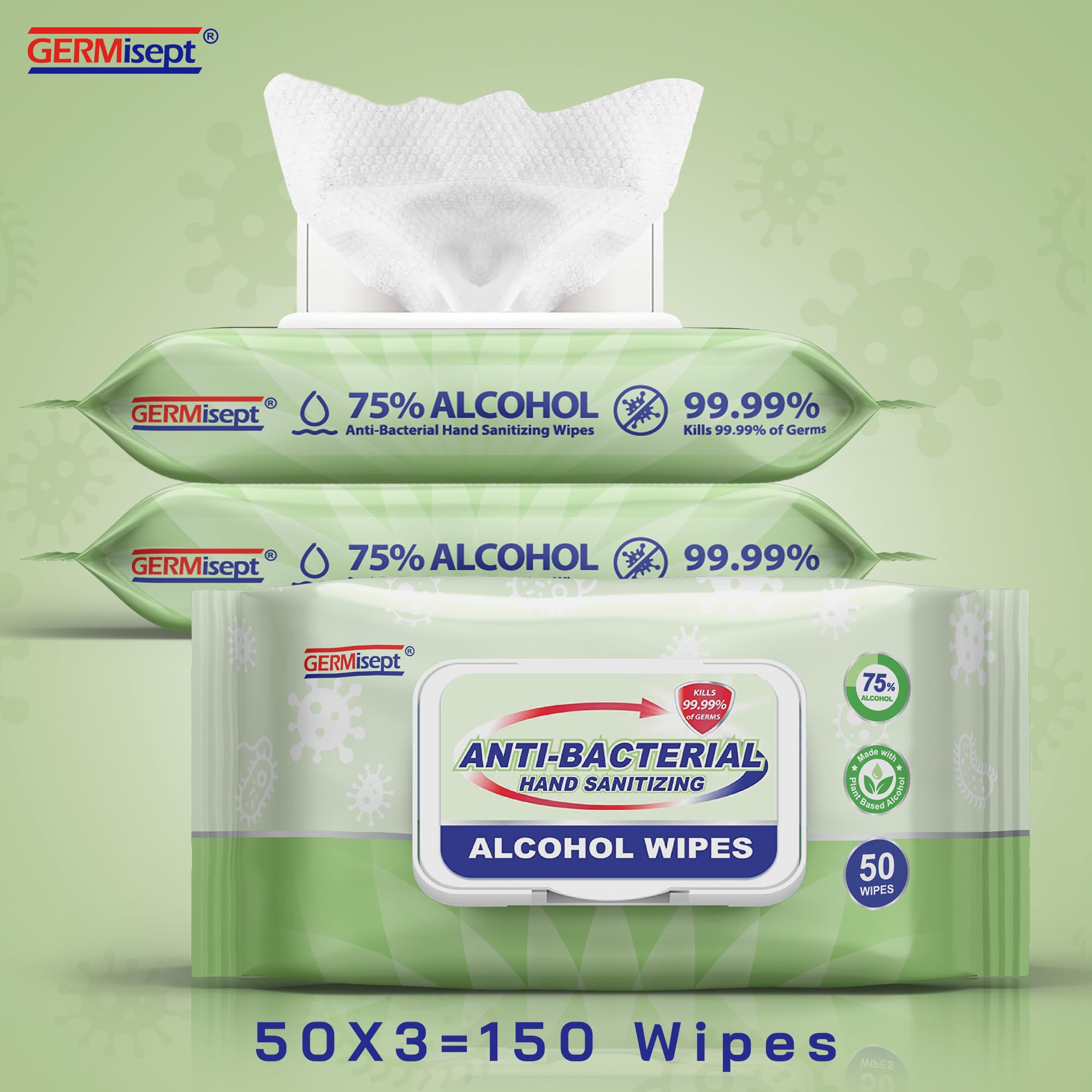 Germisept Advanced wipes performance on hands and surfaces