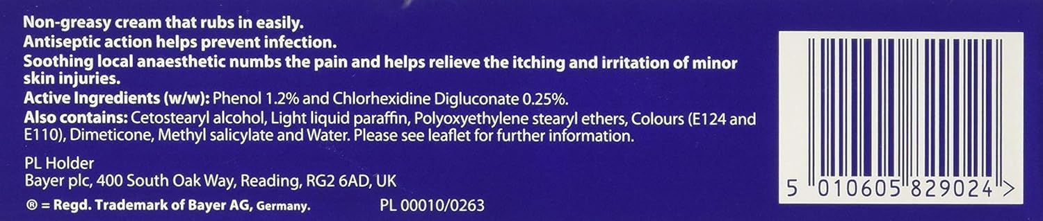 GERMOLENE antiseptic cream back view, local anaesthetic for temporary relief