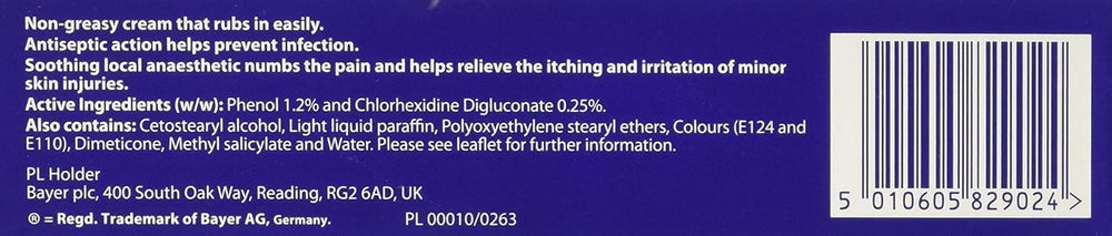 GERMOLENE antiseptic cream back view, local anaesthetic for temporary relief