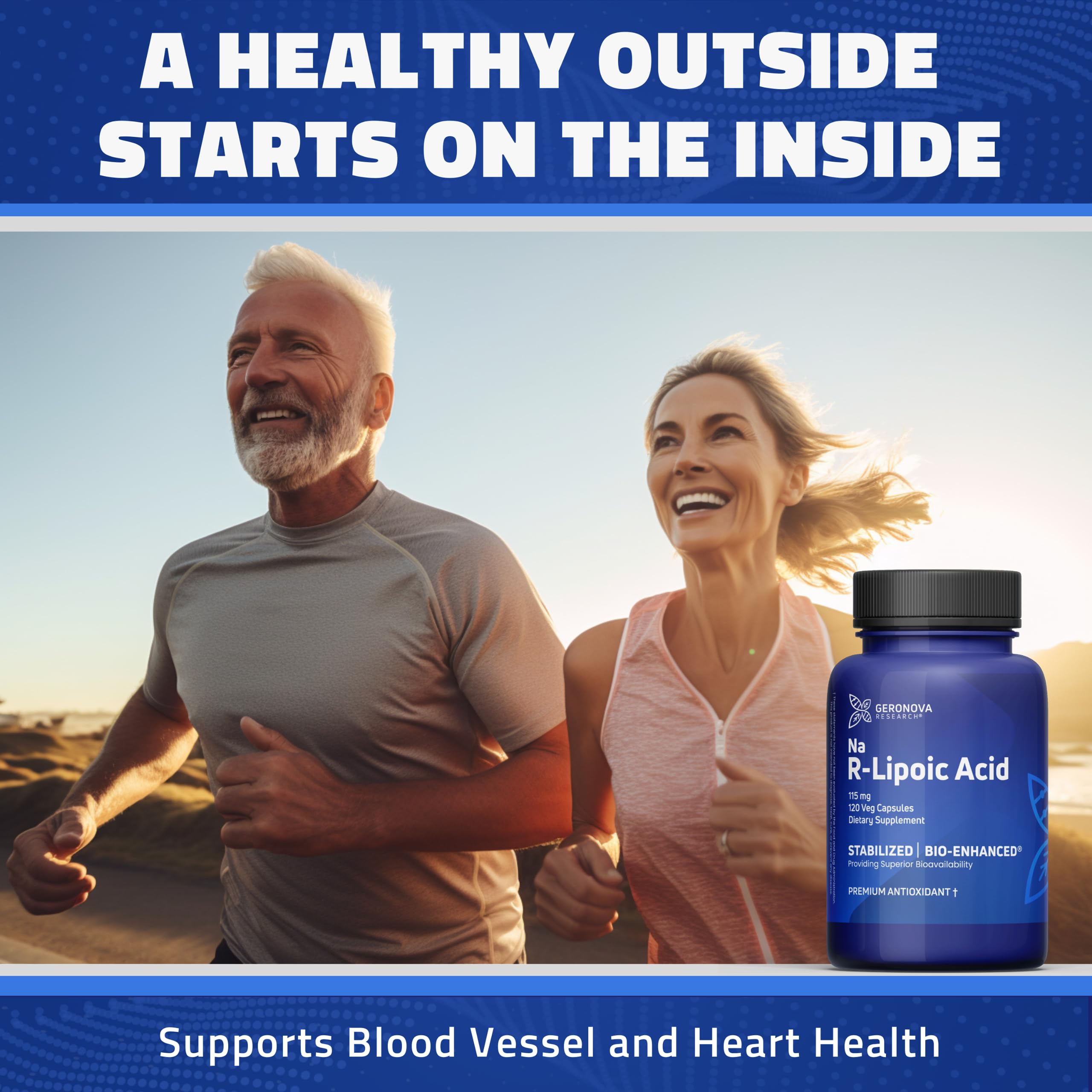 Geronova capsules in hand demonstrate portable daily supplement routine.