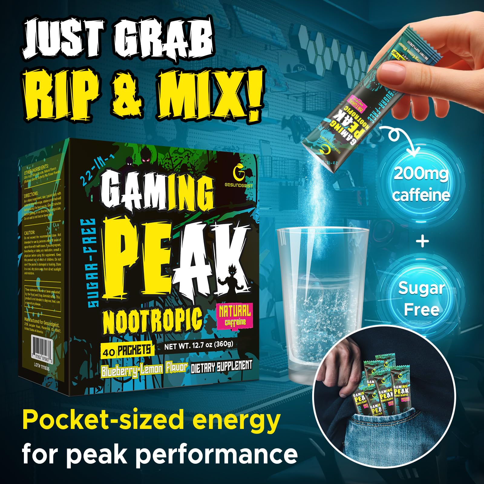 Gesundgeist blue berry lemon flavor blends easily in water for a crisp drink