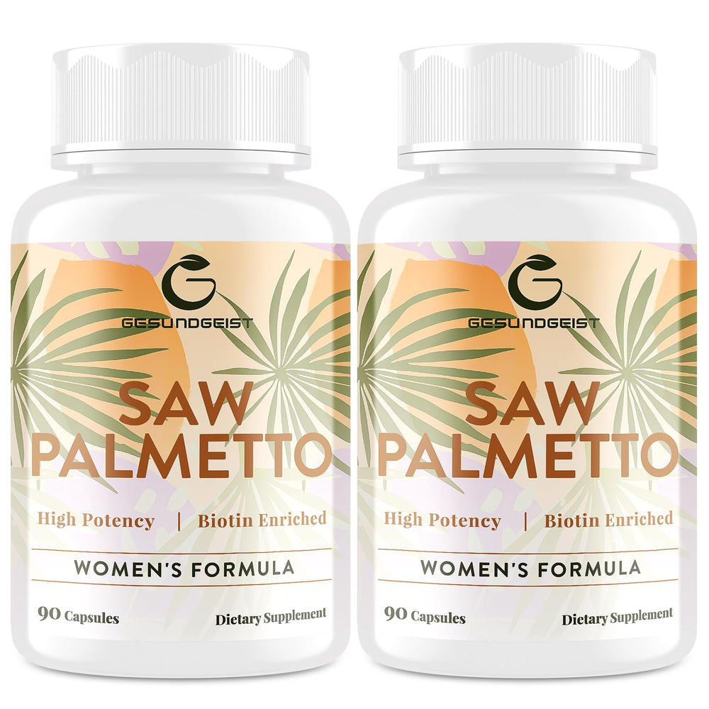 Gesundgeist Saw Palmetto bottle with capsules for potential hair support and overall wellness.