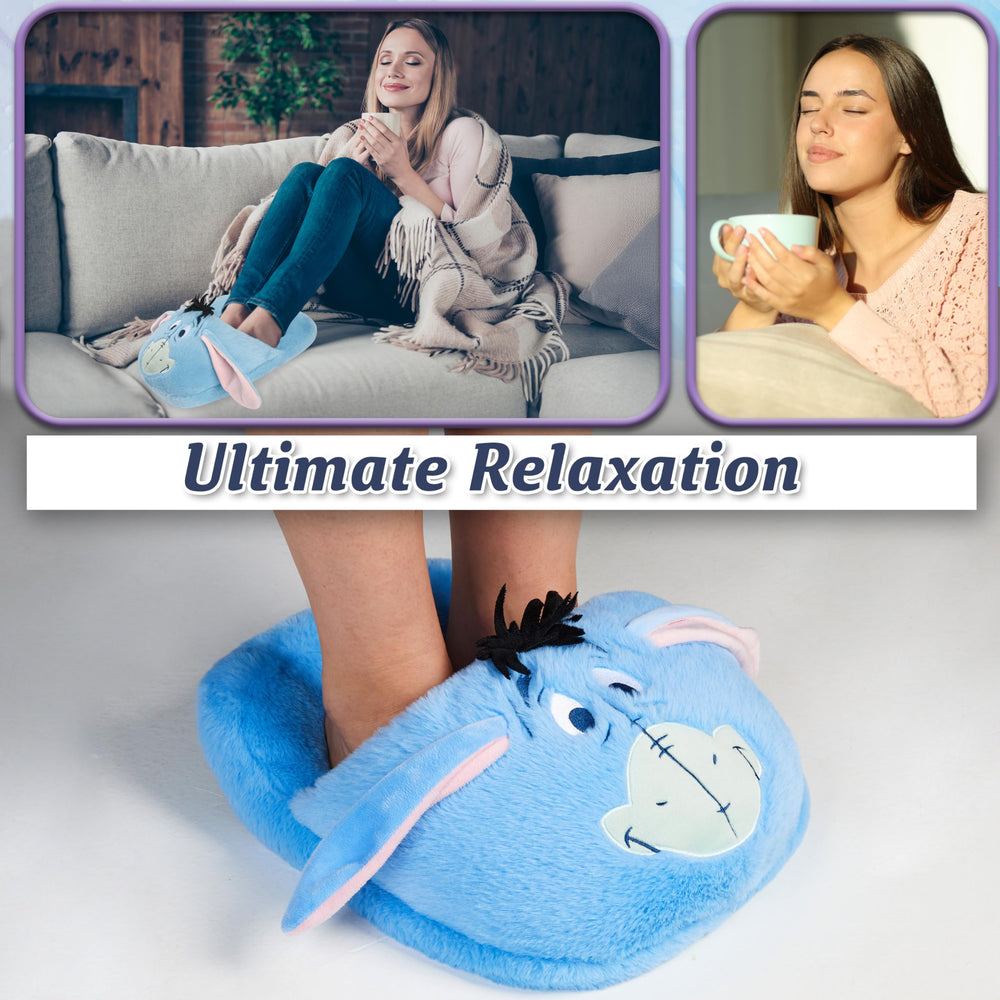 Get Trend Disney Eeyore plush foot warmer with non-slip sole for safe indoor wear