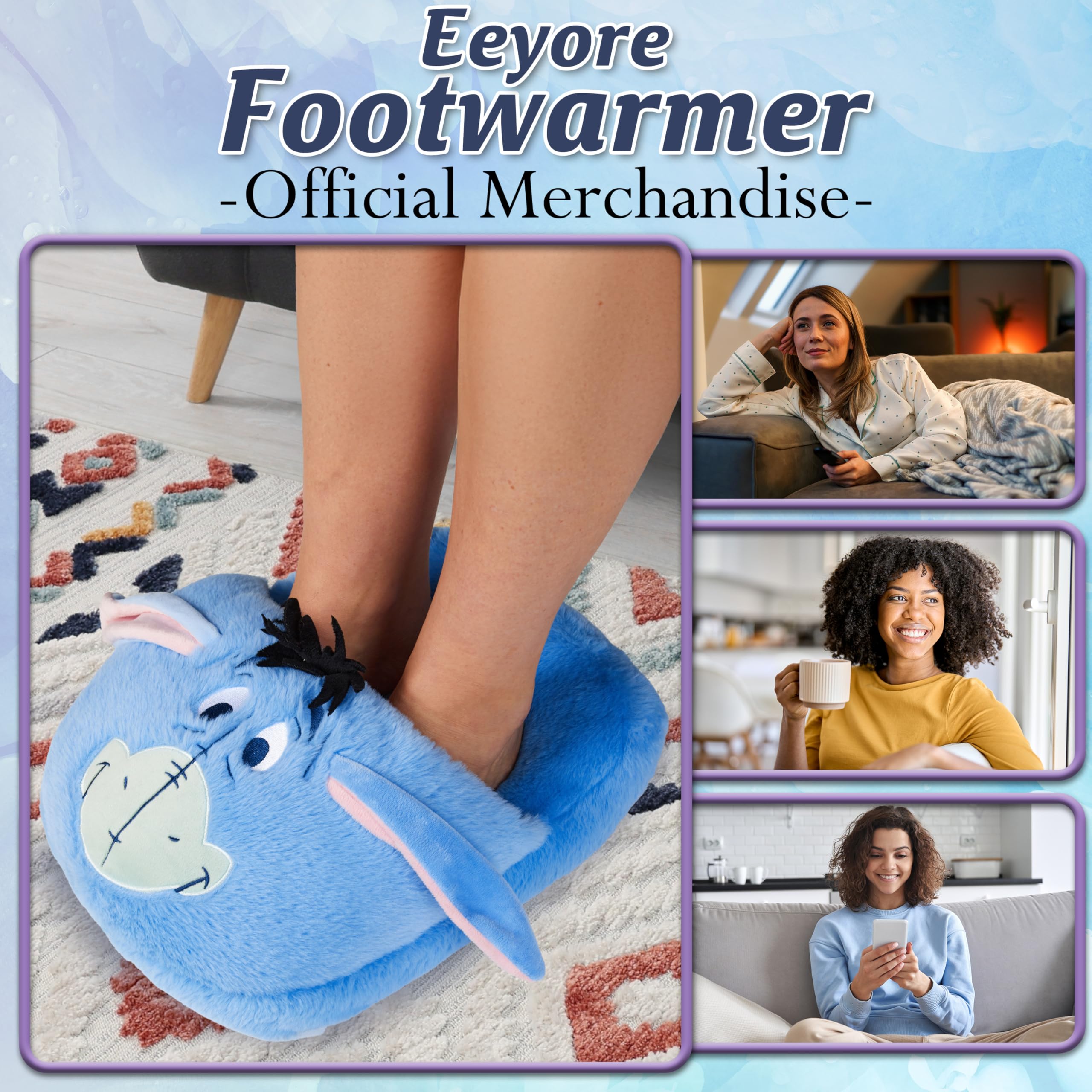 Get Trend Eeyore foot warmer side view highlighting roomy one-size-fits-most fit