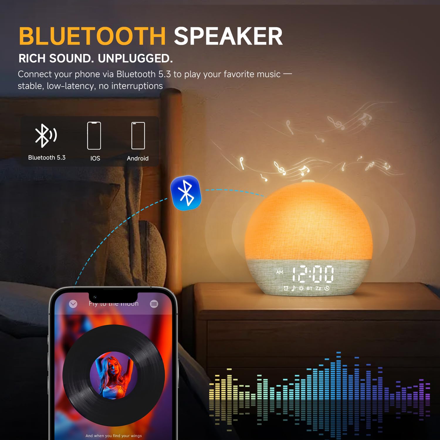 Geuuap Sunrise Alarm Clock Bluetooth speaker for music and sleep sounds