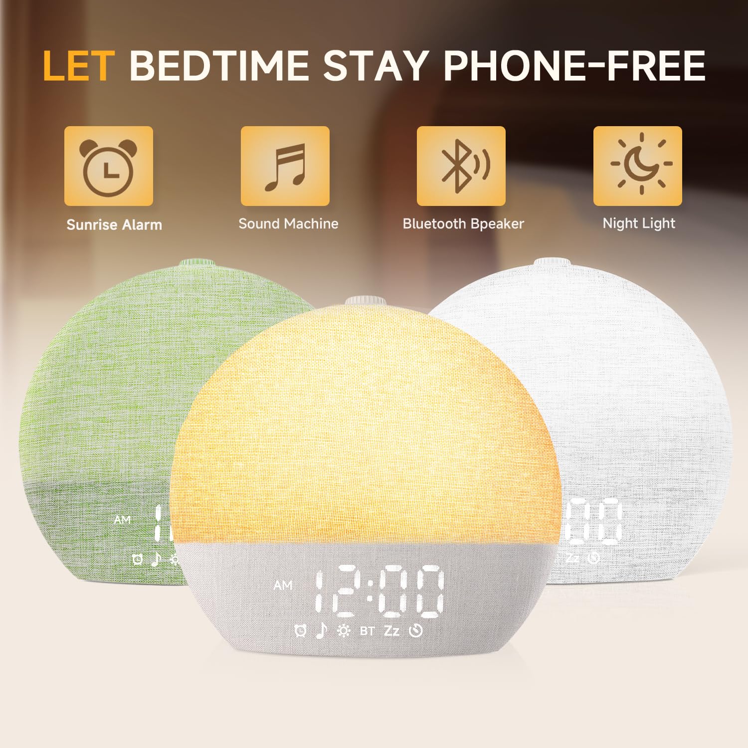 Geuuap Sunrise Clock showing dawn light transition for gentle wake-up