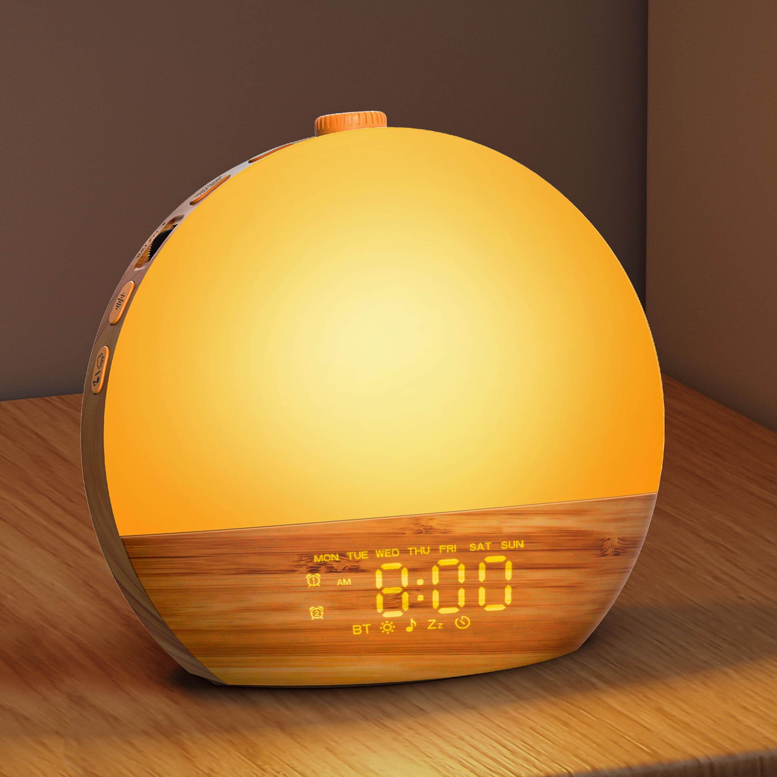 Geuuap sunrise alarm clock front view for a gentle, gradual wake-up.