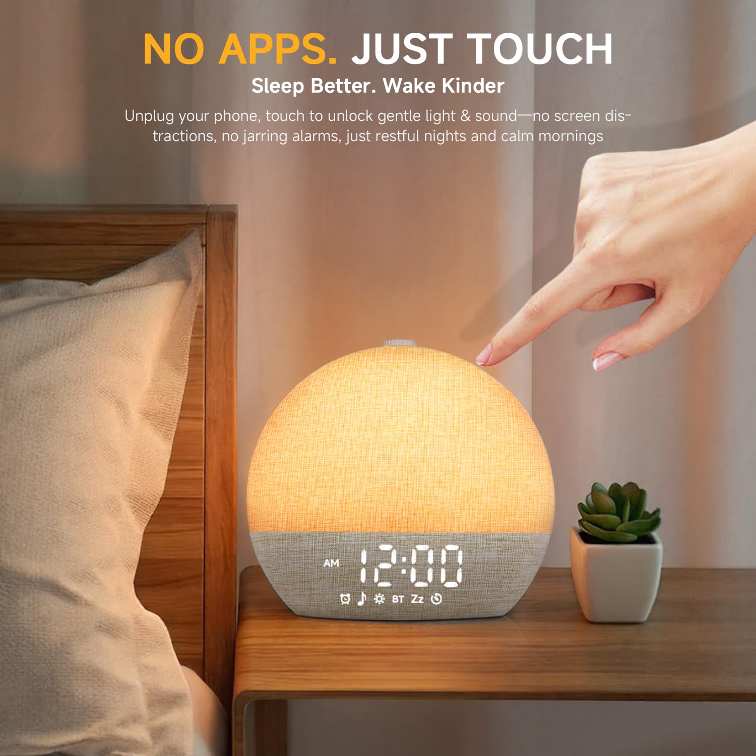 Geuuap Sunrise Clock packaging shows included adapter and quick setup