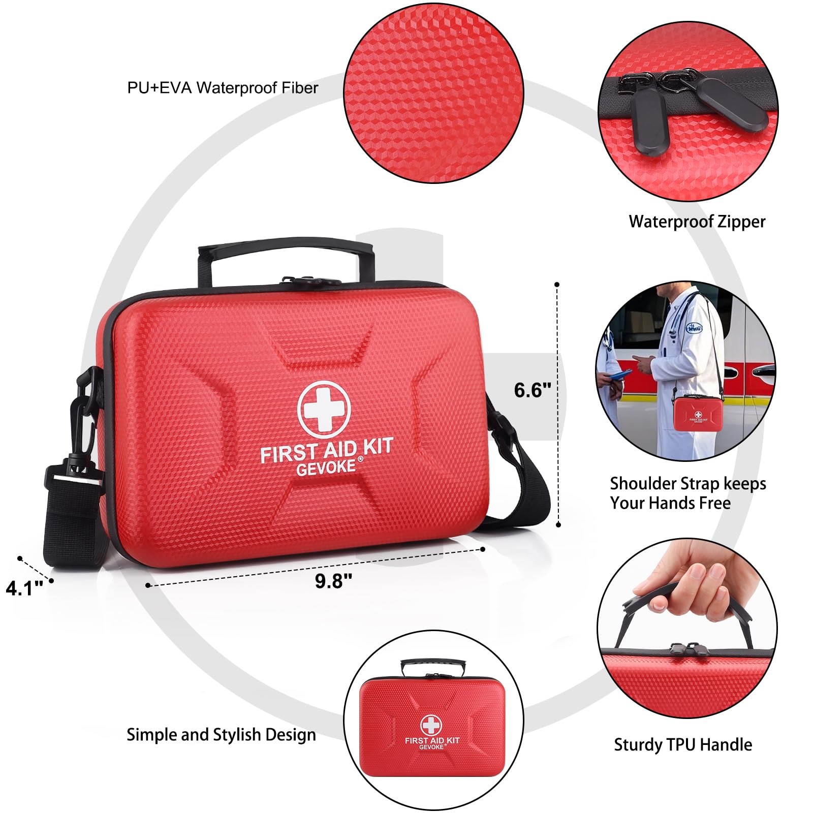 Gevoke first-aid-kit shoulder strap detachable for easy carrying