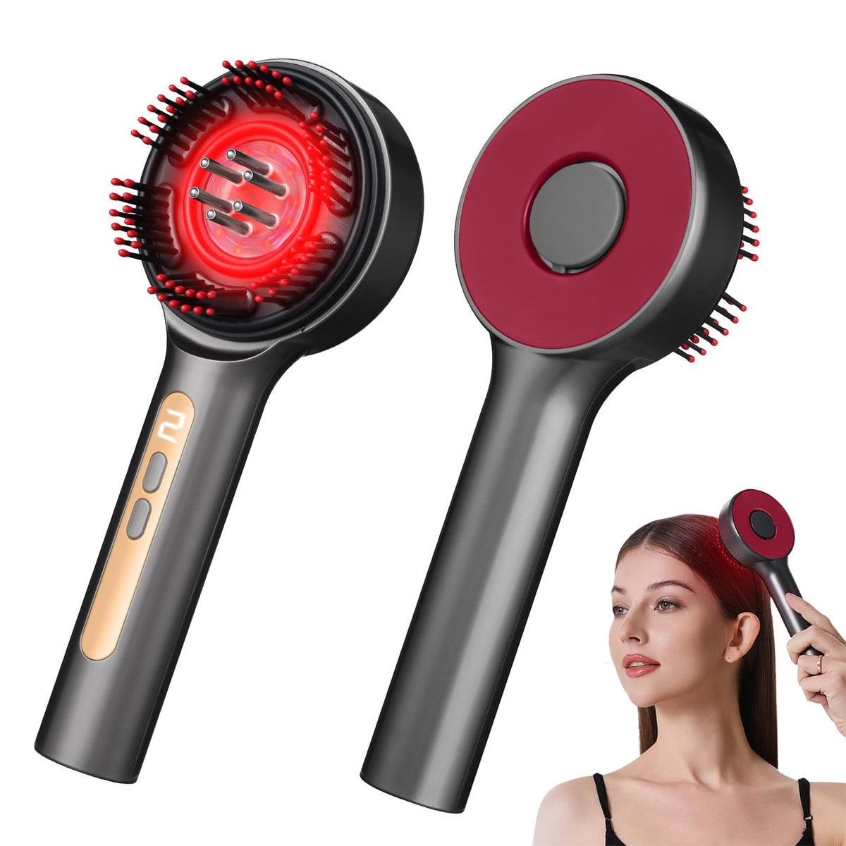 Gewaizhuan electric scalp massager close-up showing 3 in 1 design for serum distribution