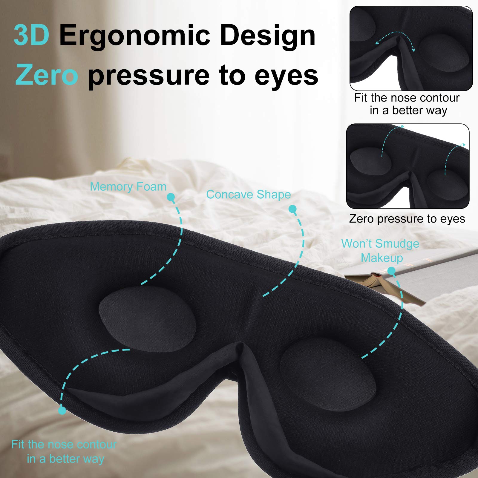 Geyoga adjustable strap sleep mask ensures secure fit without slipping